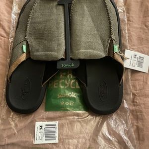 Army Green you got my back Sanuk slides